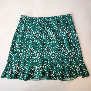 Superdown Green Leopard Print Ruffle Hem Mini Skirt Size Small Animal Print